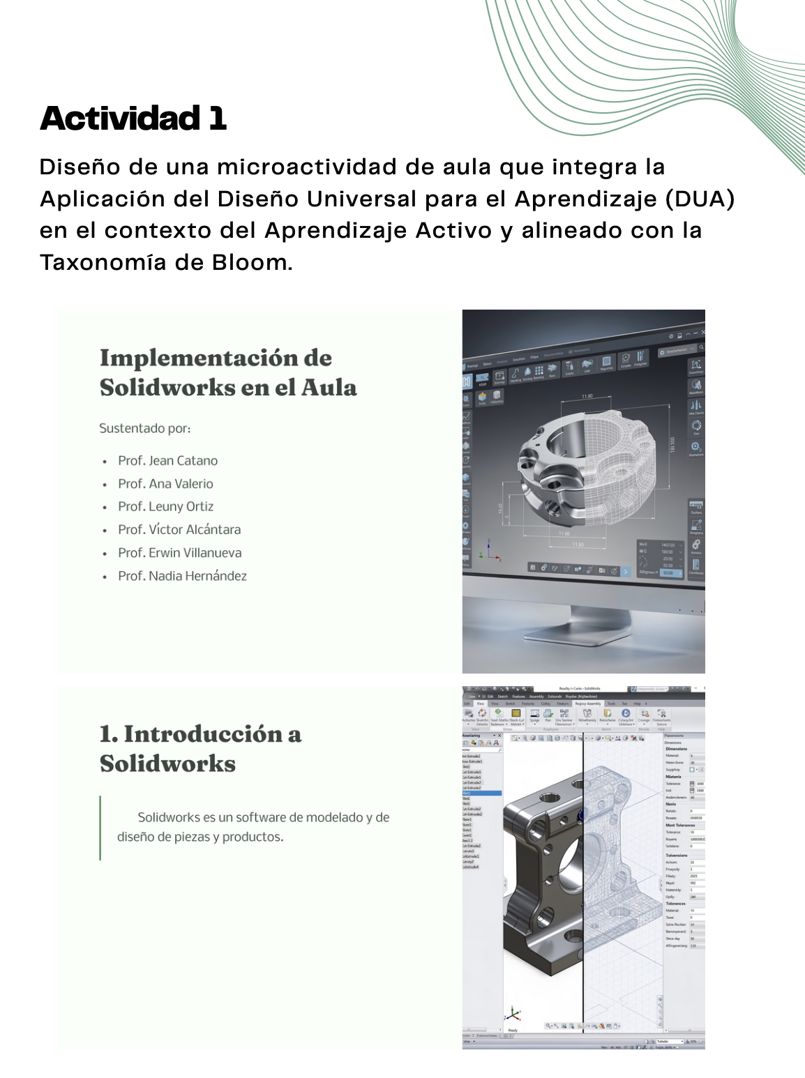 Actividad 1 — Implementación de Solidworks en el Aula